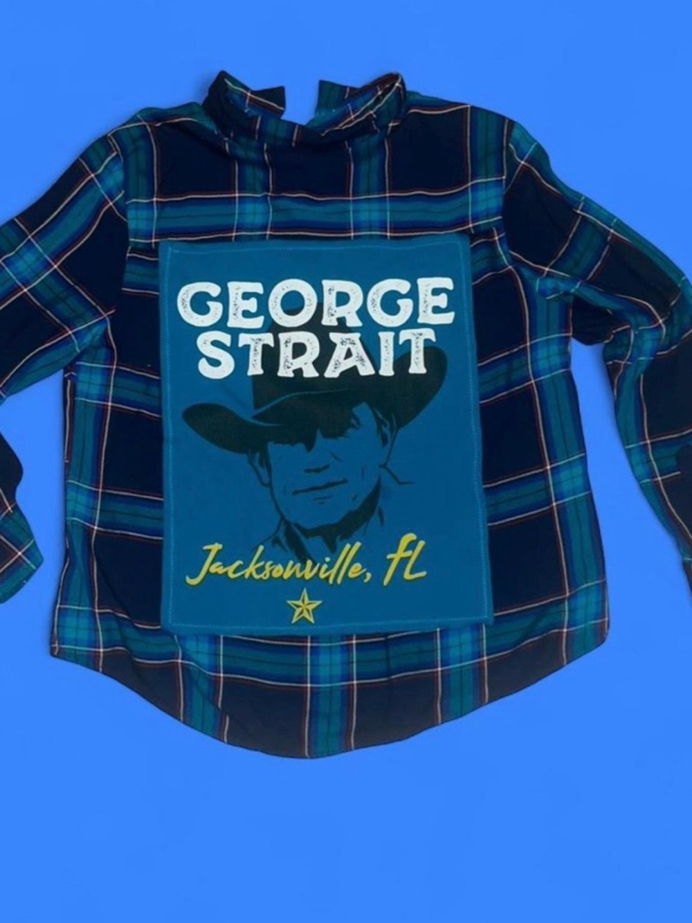 Upcycled Time and Tru George Strait Plaid Button-Down Shirt - Picture 2 of 16